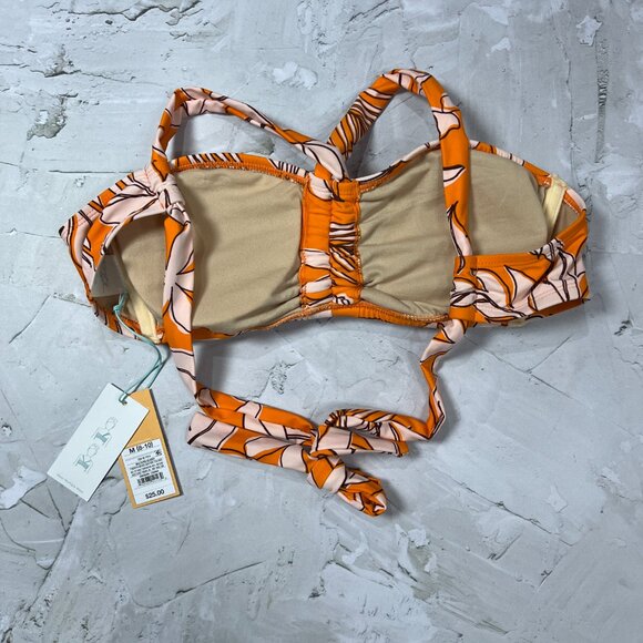 NEW Kona Sol Multi-Way Bandeau Bikini Top Size M Orange Floral Print TARGET NWT - Picture 4 of 11